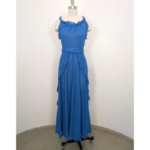 1970s Vintage Blue Maxi Dress Small Two Piece Set